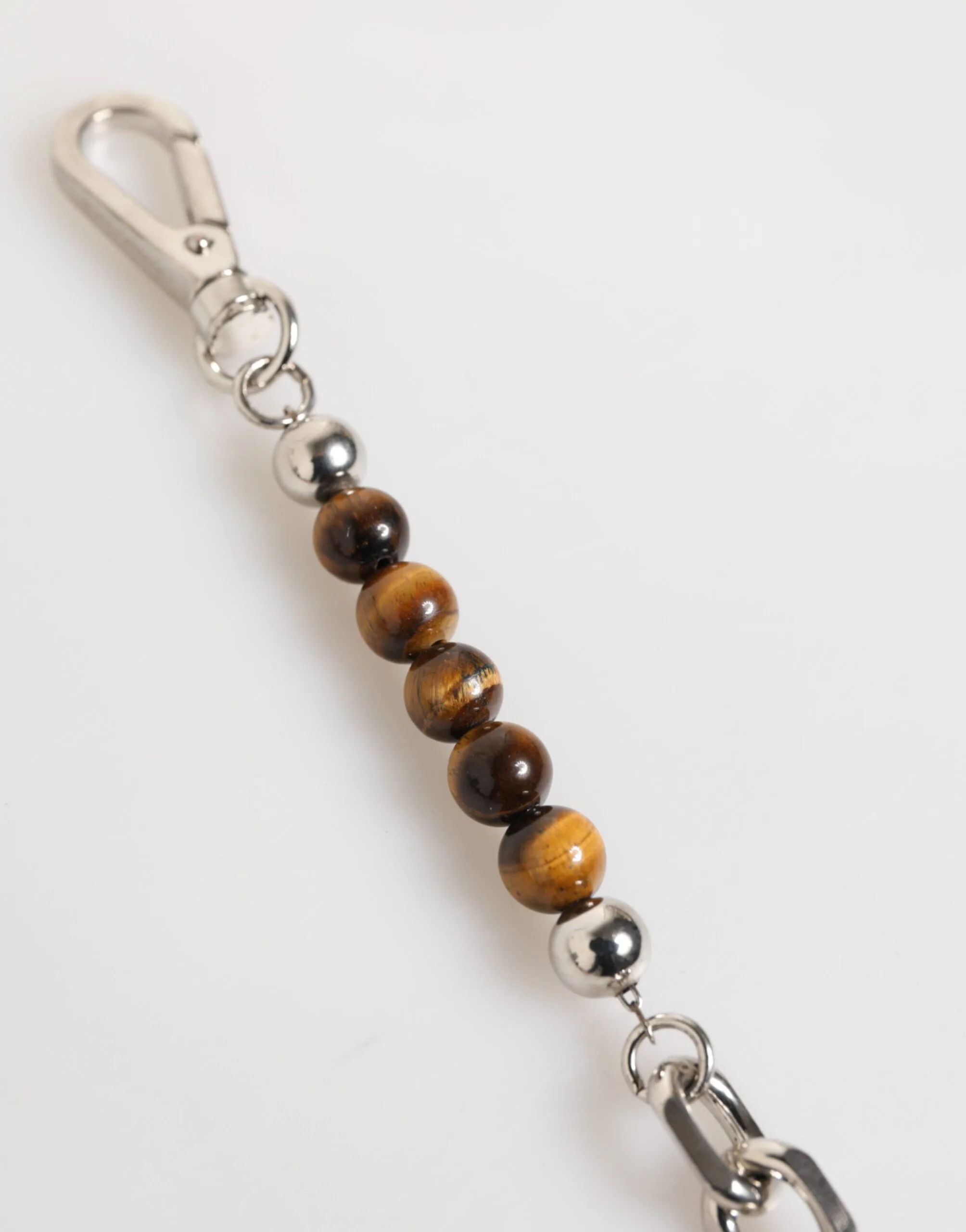 Silver Chain Brass Beaded Lobster Clasp Logo Men Bracelet - Image 5