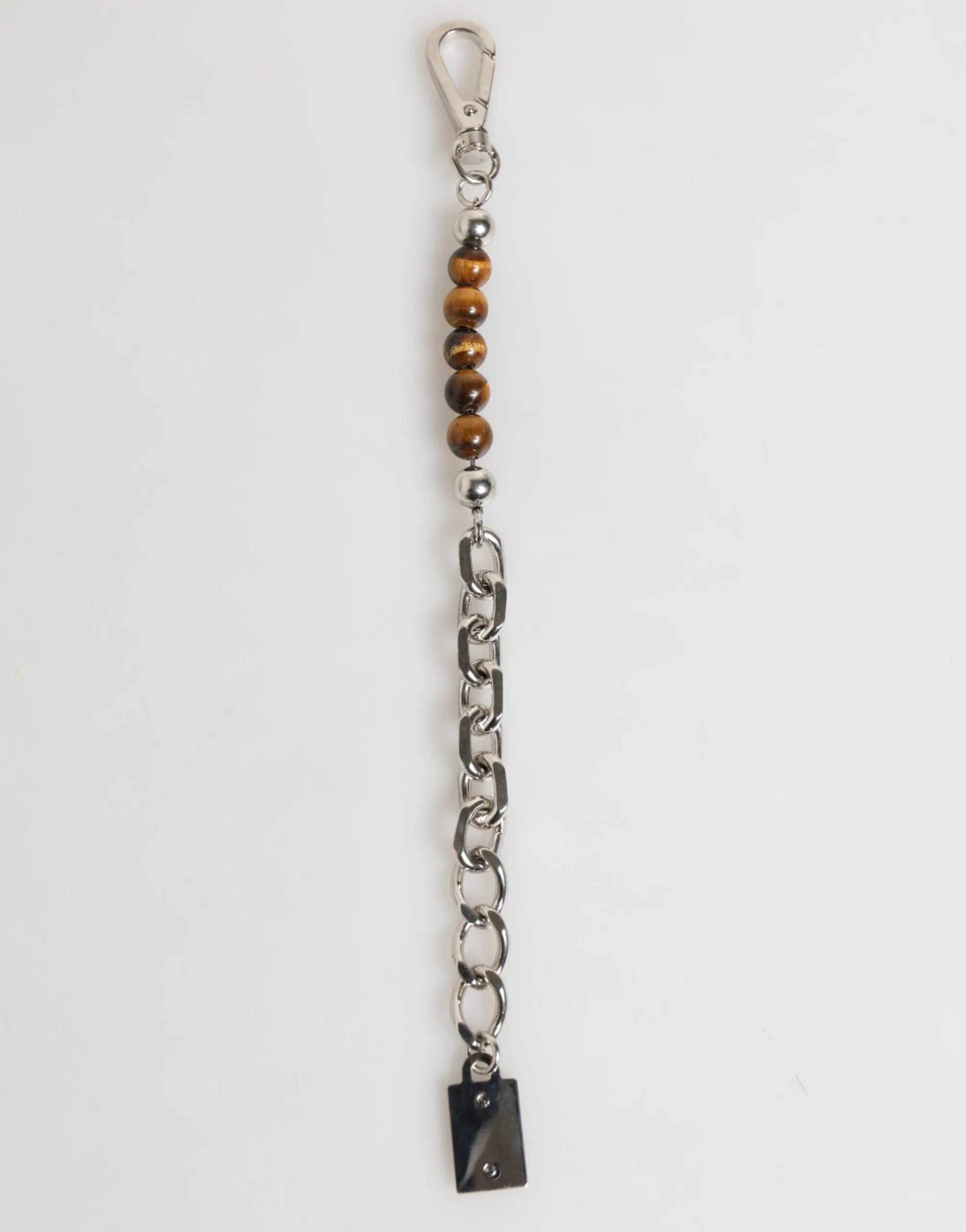 Silver Chain Brass Beaded Lobster Clasp Logo Men Bracelet