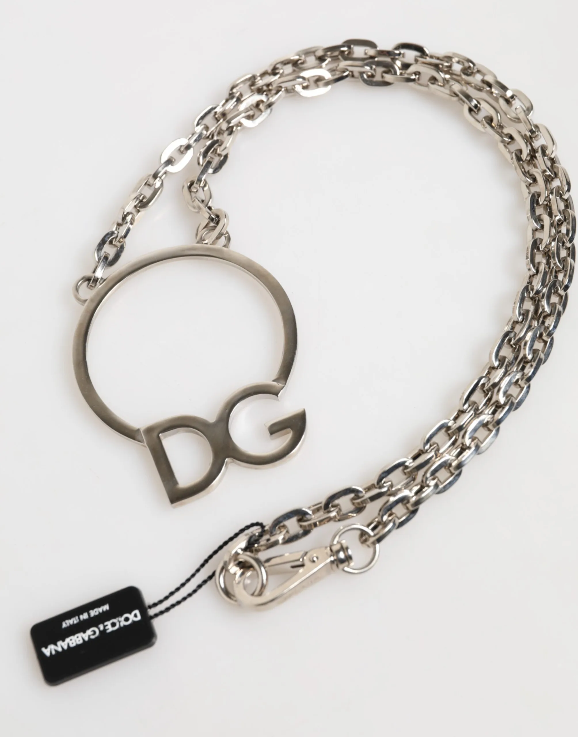 Silver Tone Brass Chain DG Logo Pendant Men Necklace - Image 4
