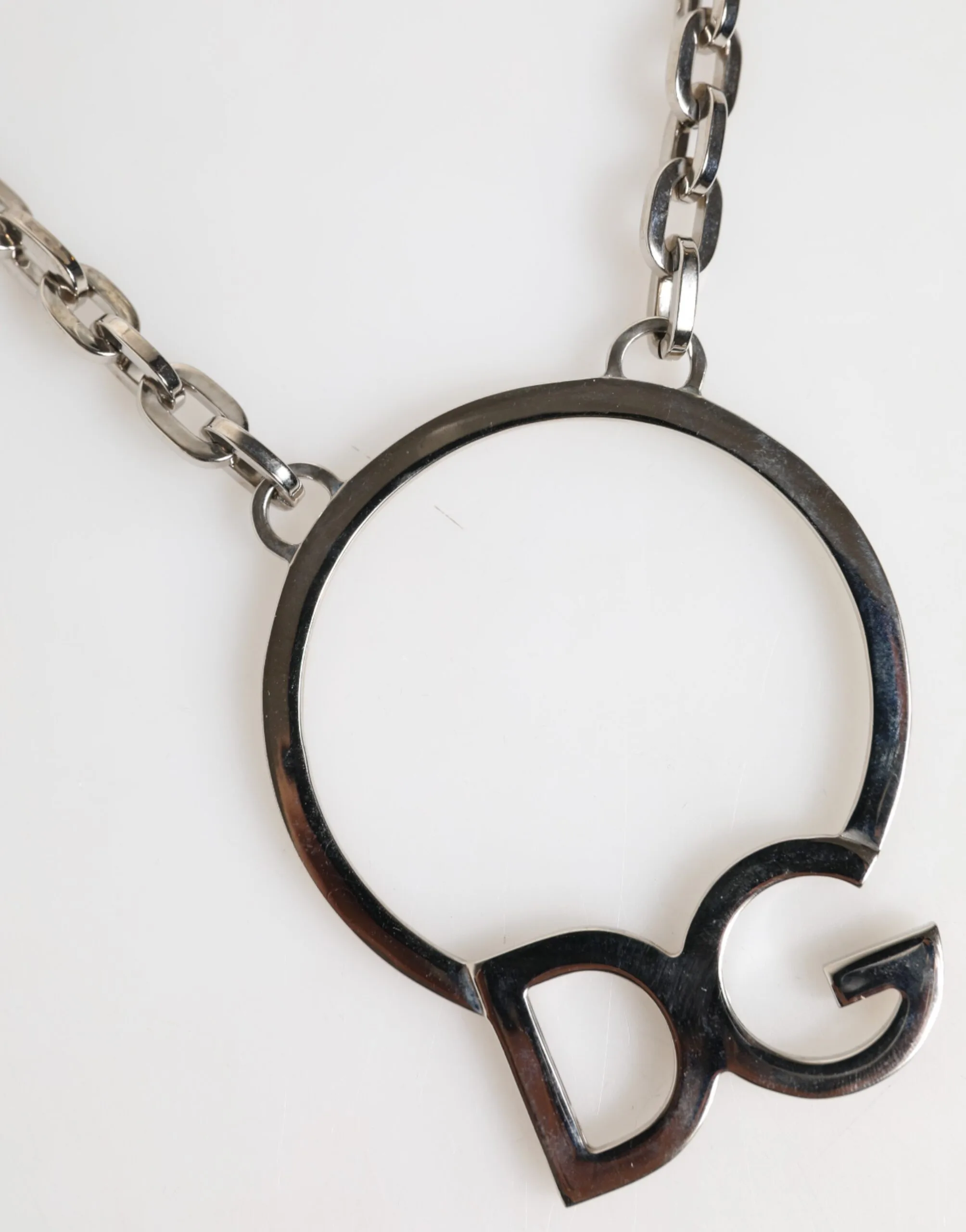 Silver Tone Brass Chain DG Logo Pendant Men Necklace - Image 2