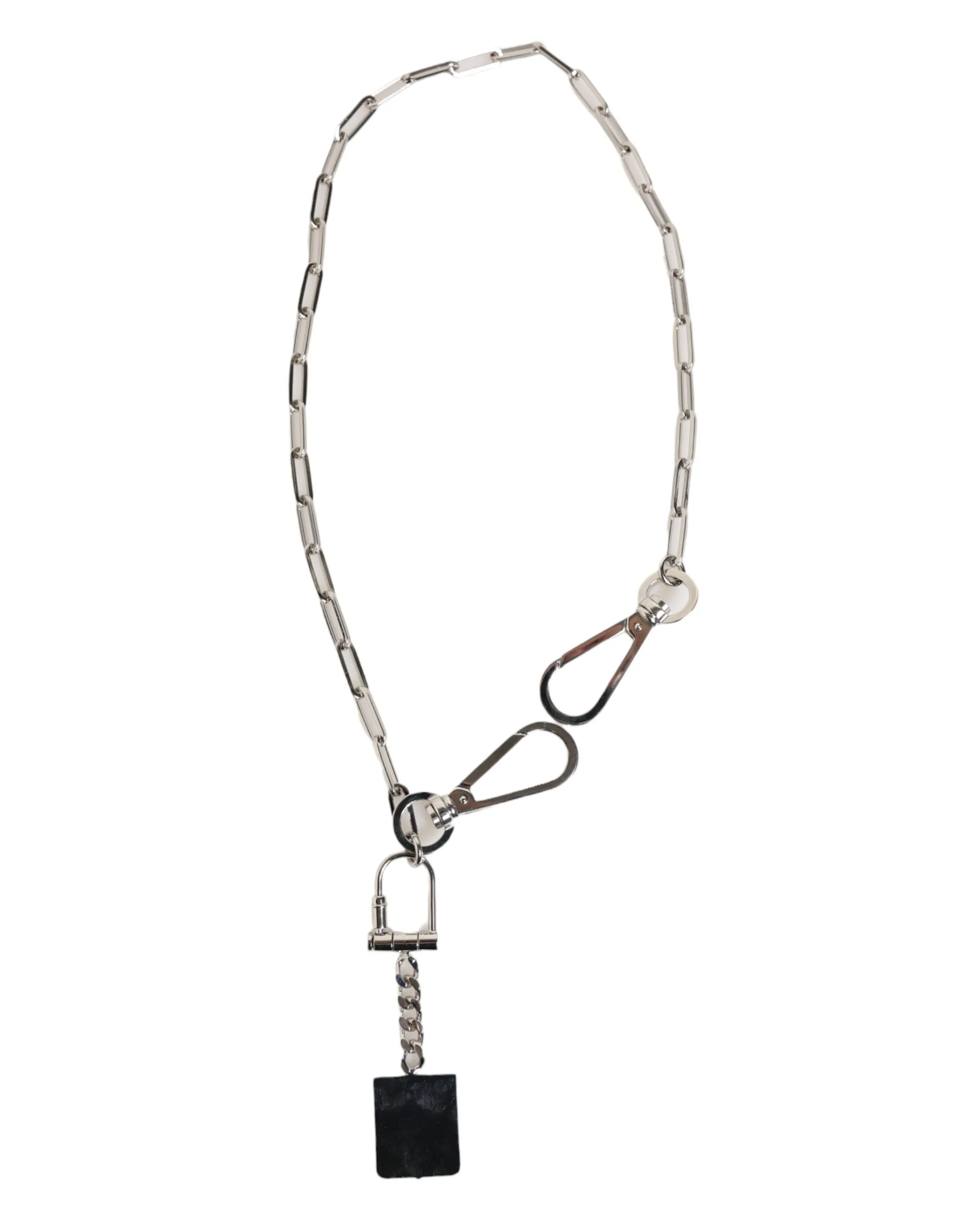 Silver Tone Metal Chain DG Logo Pendant Men Necklace - Image 5