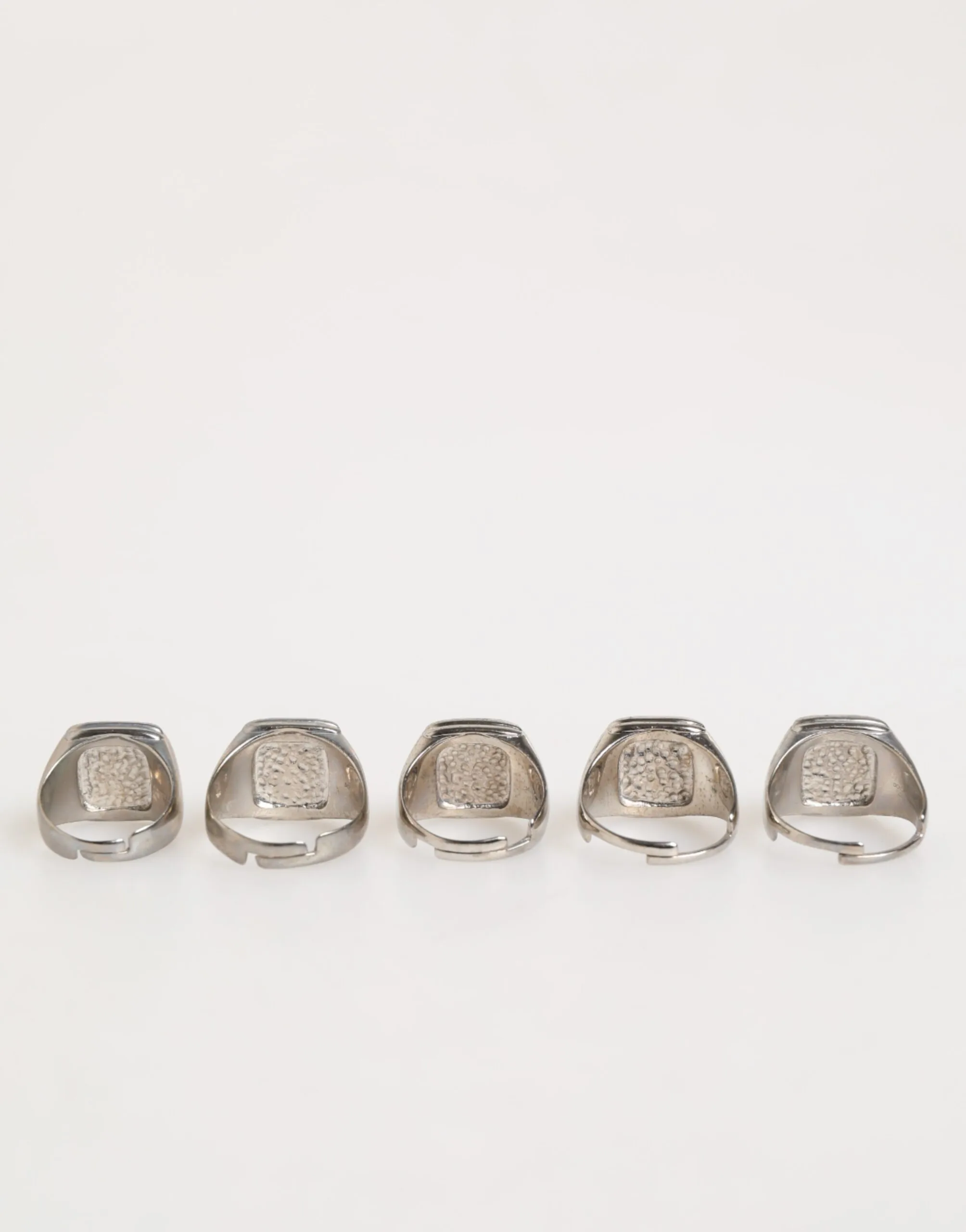 Silver Tone Brass Lettering Set 5 Pieces Adjustable Ring - Image 4