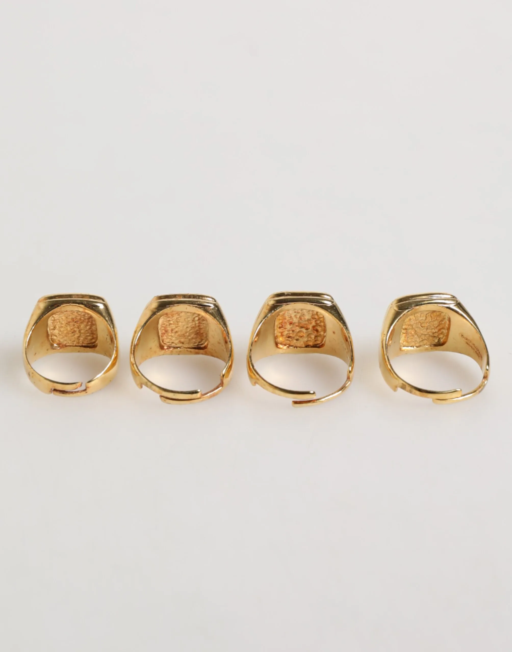 Gold Tone Brass JAZZ Letter Set 4 Pieces Adjustable Ring - Image 3