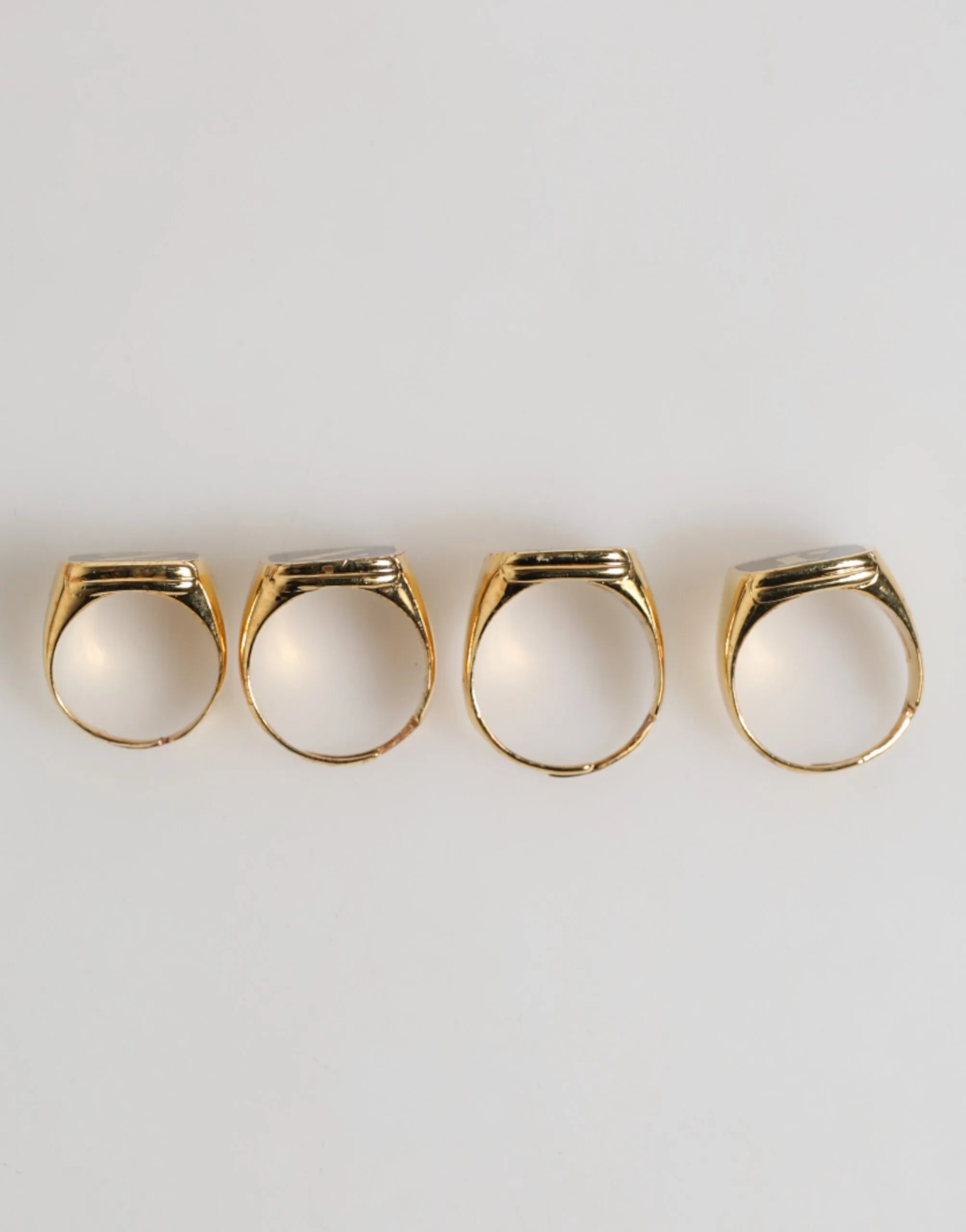 Gold Tone Brass JAZZ Letter Set 4 Pieces Adjustable Ring - Image 4