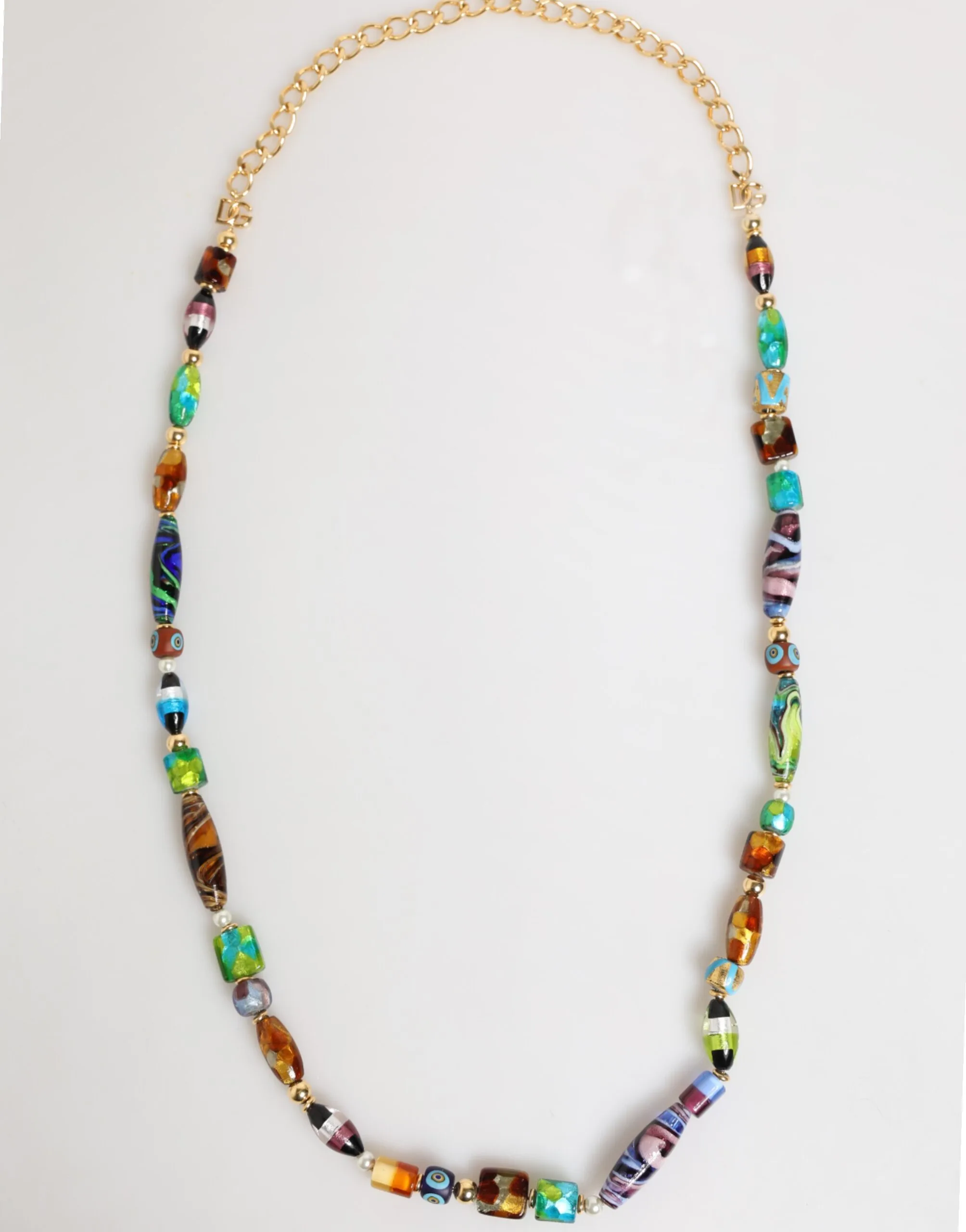 Multicolor Murano Glass Beads Brass Women Jewelry Necklace