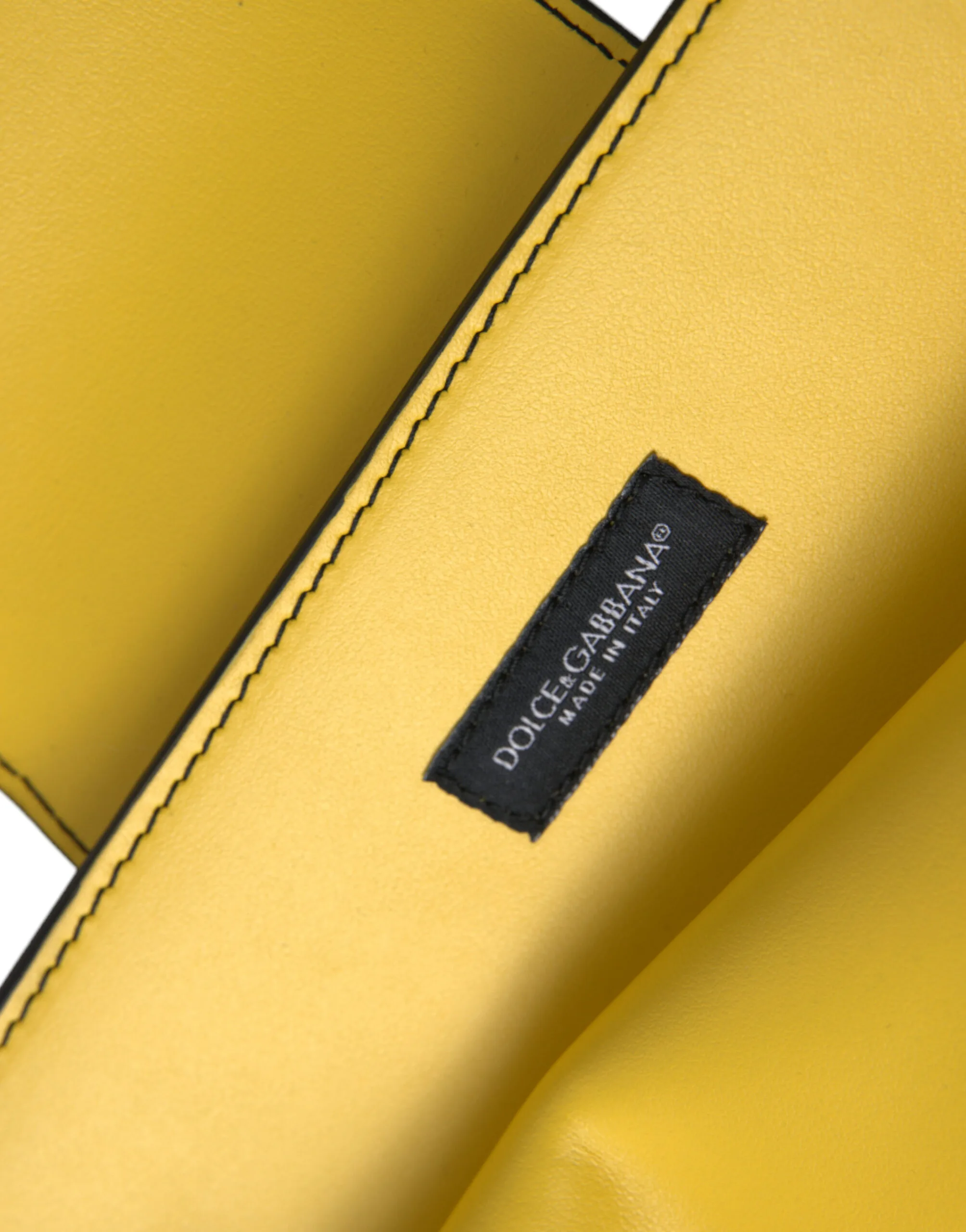 Yellow Smooth Leather DG Logo Clutch Crossbody Case Bag - Image 4