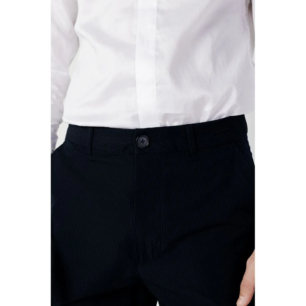 Blue Cotton Casual Pants - Image 3