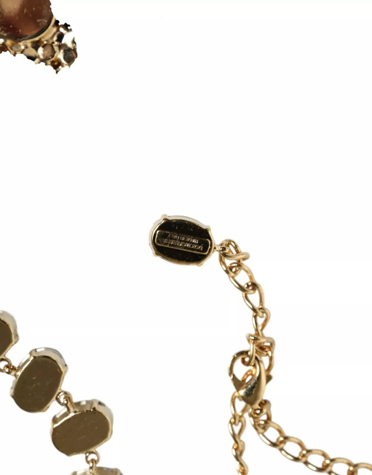 Gold Brass Link Chain Rose Petal Crystal Necklace - Image 4