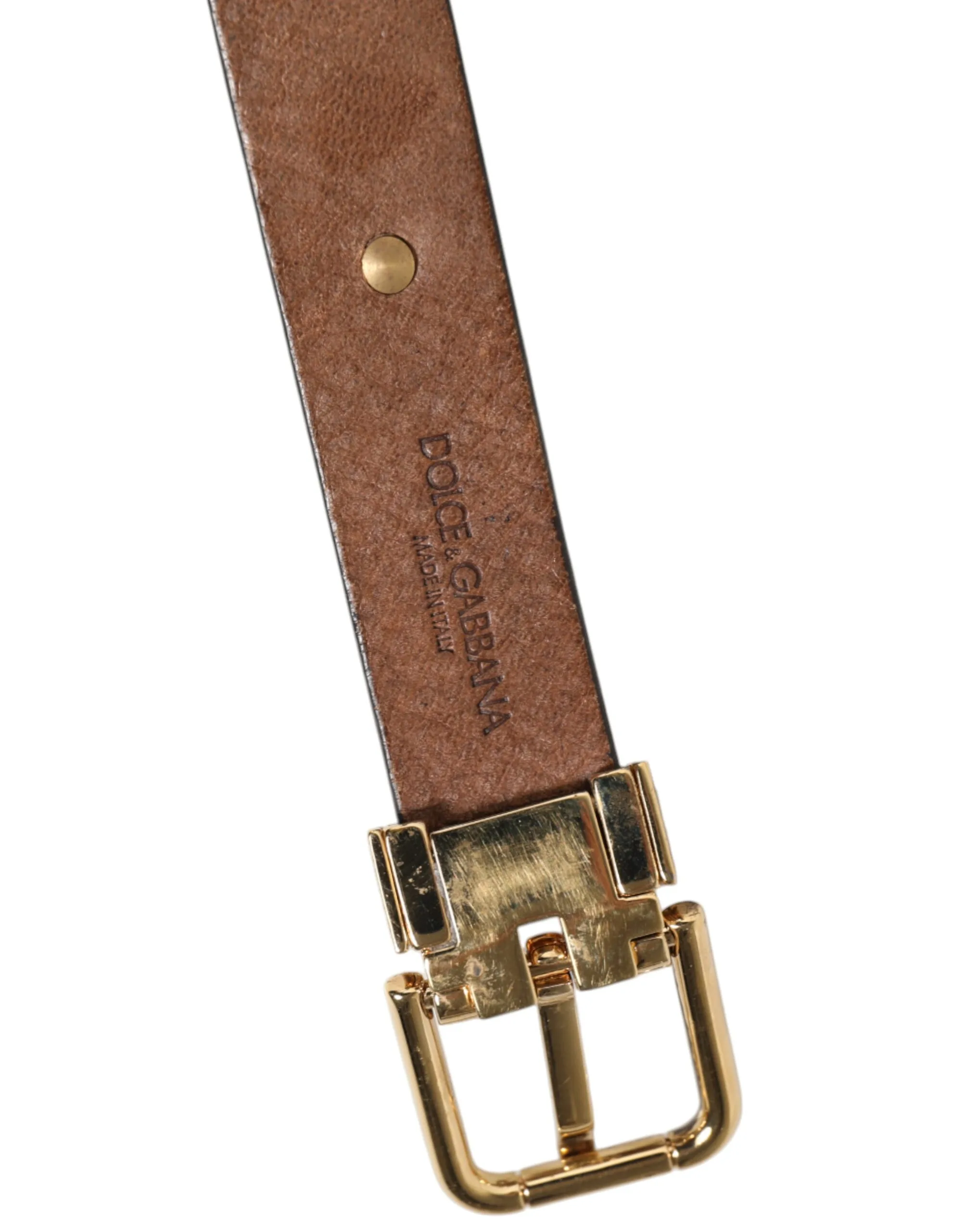 Brown Leather Gold Silver Coin Buckle Belt - Image 5