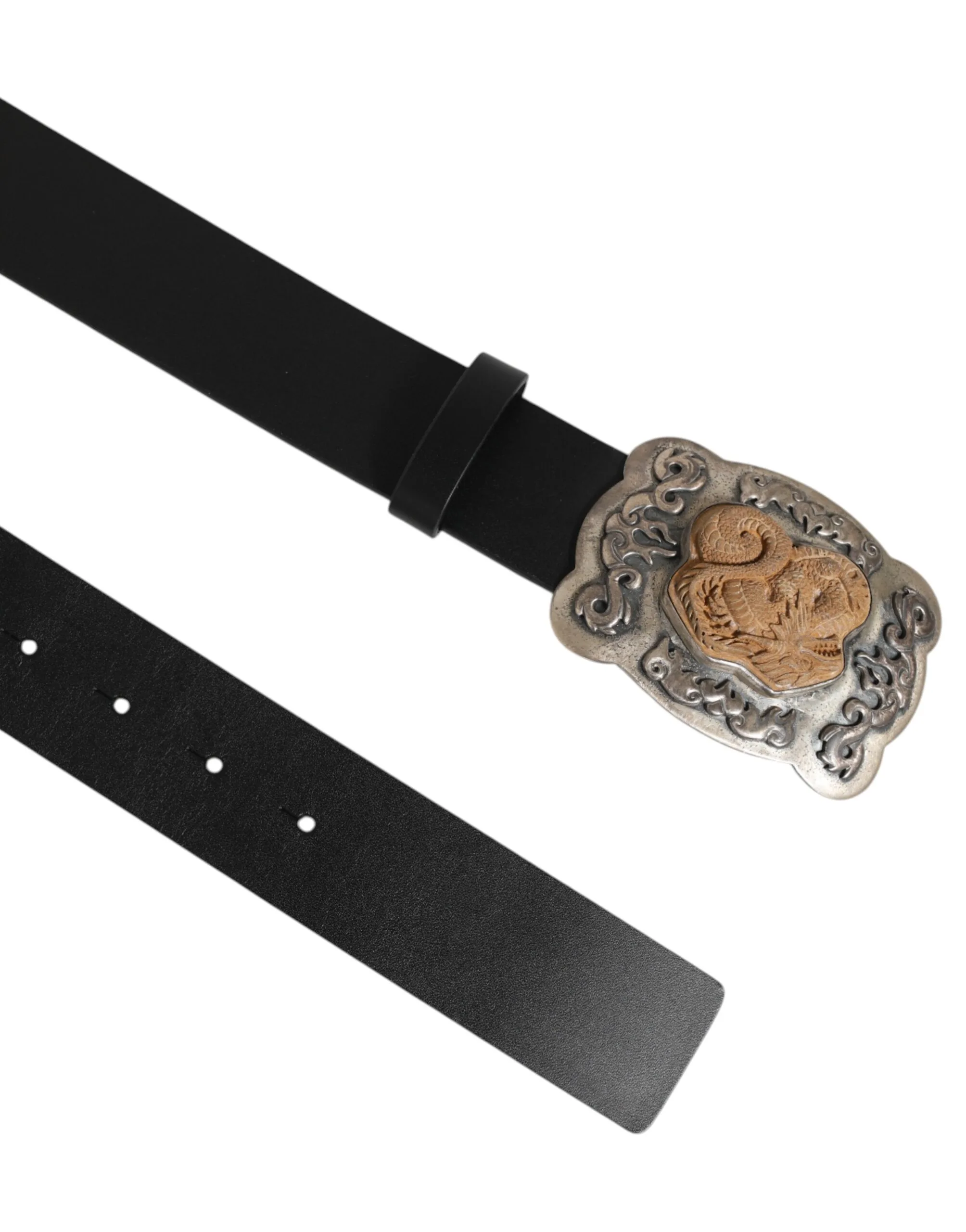 Black Leather Gothic Dragon Metal Buckle Belt - Image 2