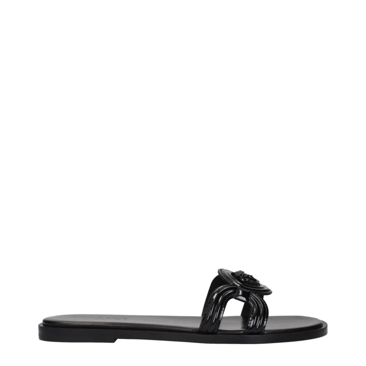 Black Leather Slippers