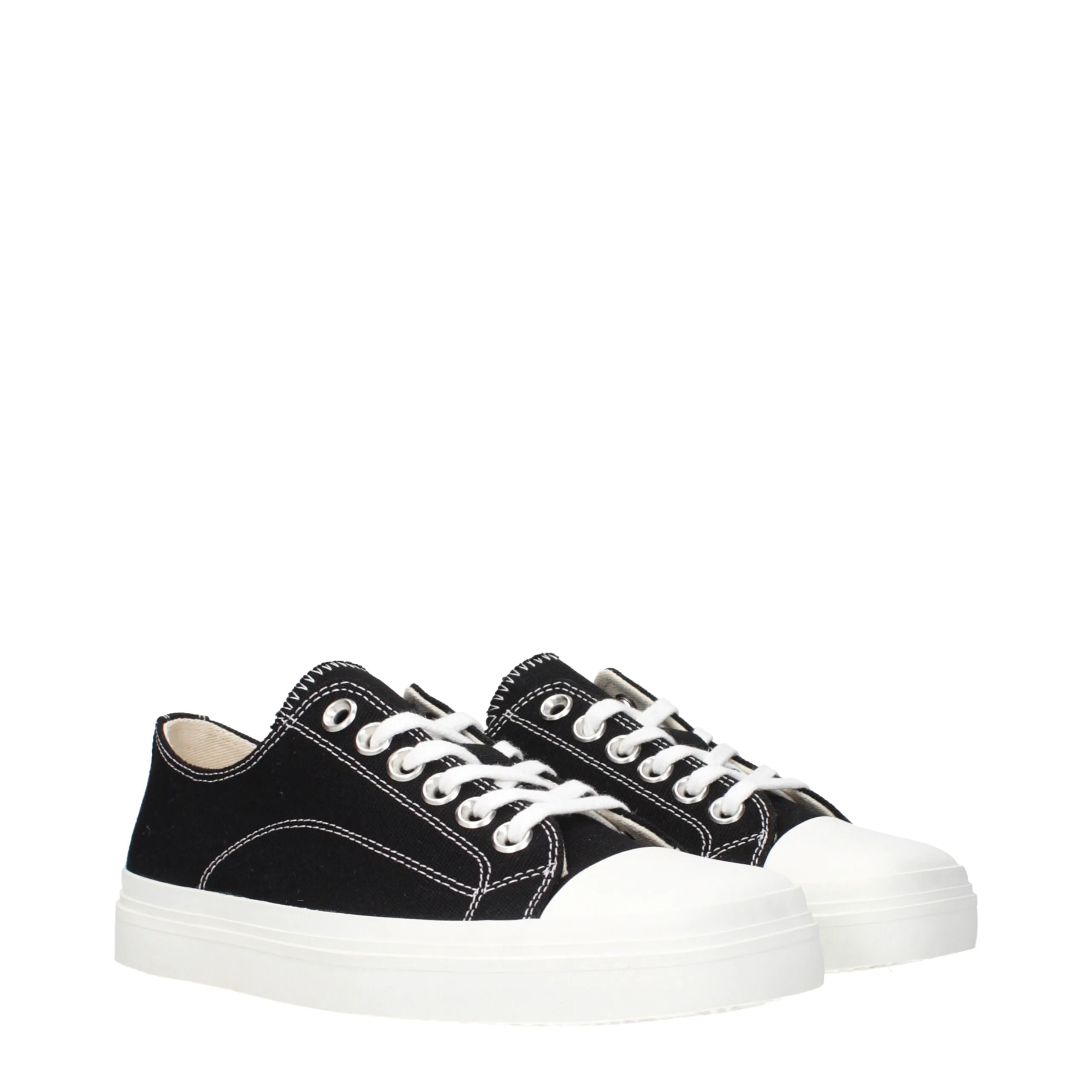 Black Fabric Low Top Sneakers - Image 2