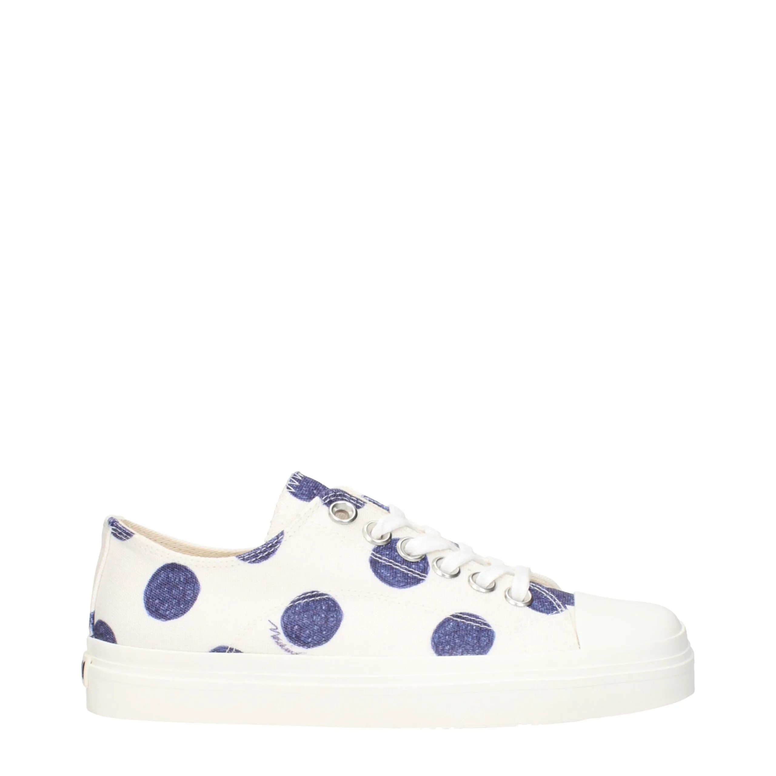 White Fabric Low Top Sneakers