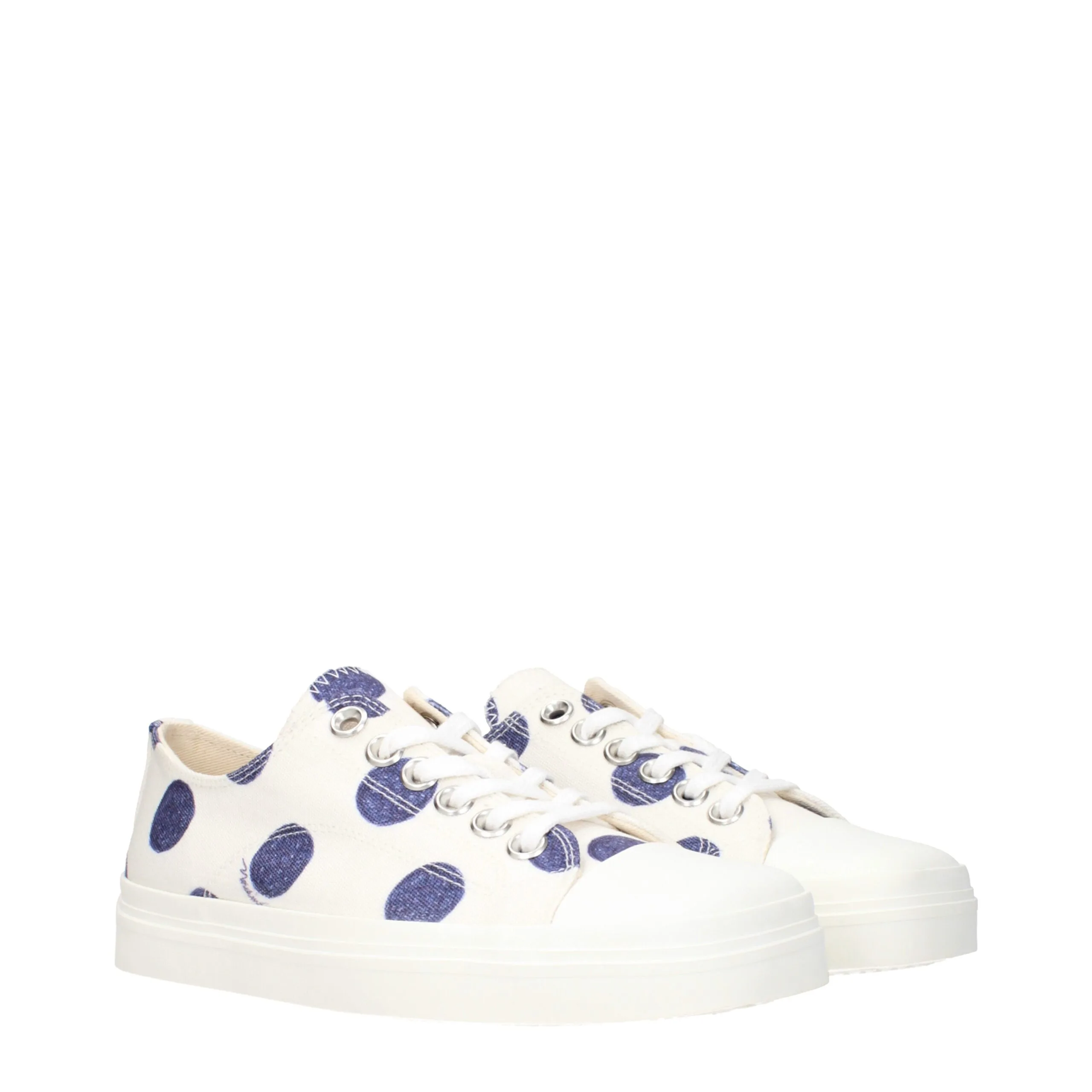 White Fabric Low Top Sneakers - Image 2