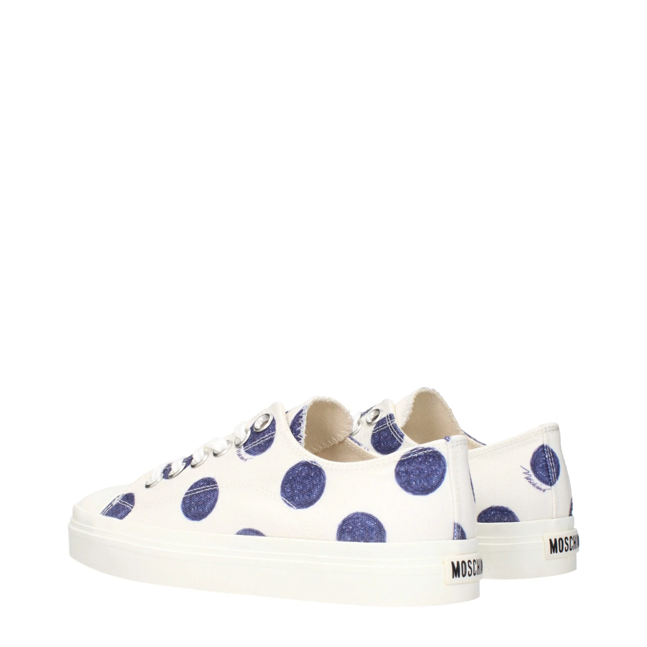 White Fabric Low Top Sneakers - Image 4