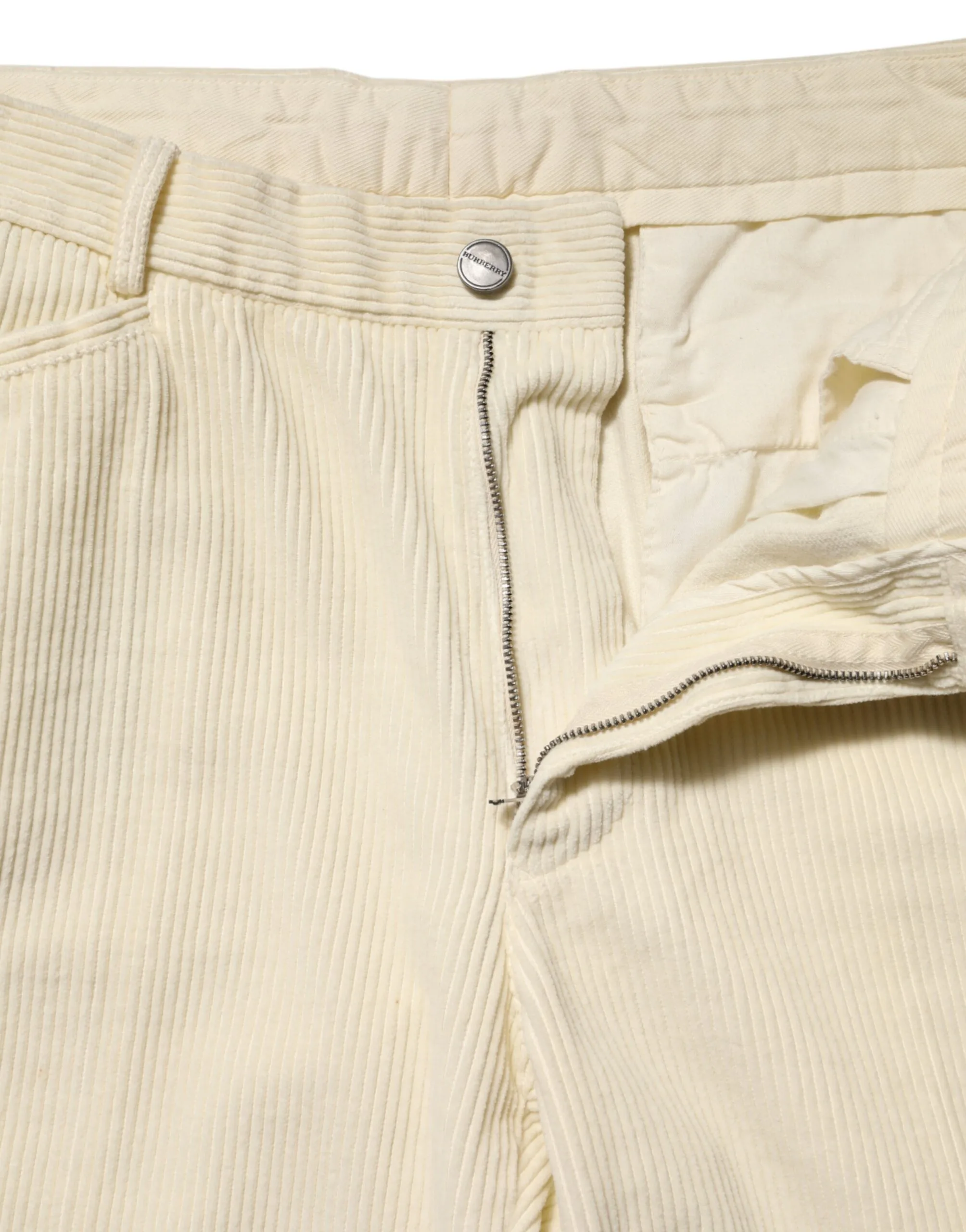 Beige Corduroy Cotton Straight-Leg Pants - Image 4