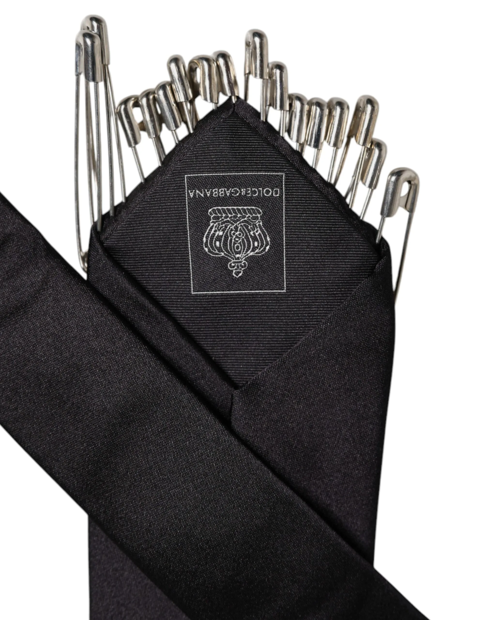 Black Safety Pins Silk Adjustable Necktie Accessory Tie - Image 6