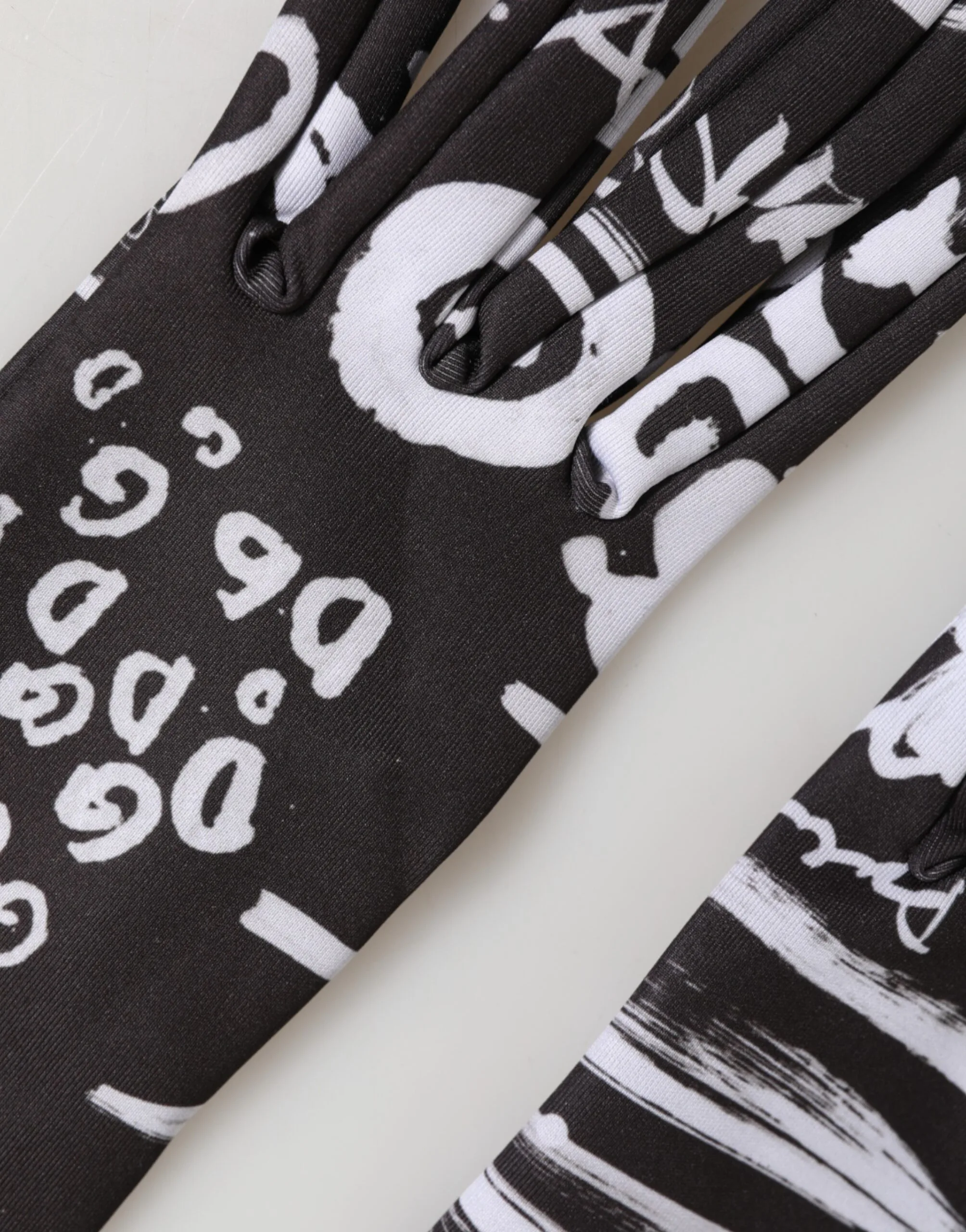 Black White DG Logo Elbow Length Mitten Gloves - Image 3
